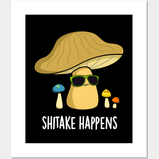 Shitake Happens Cute Mushroom Pun Posters and Art